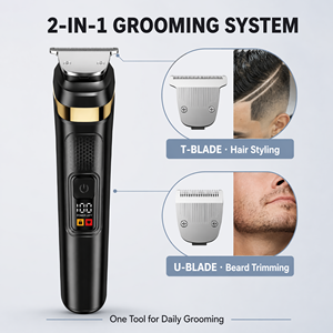 DOODA 2 en 1 Rasoir Électrique Professionnel Sans Fil pour Hommes, <span class=keywords><strong>Tondeuse</strong></span> à Barbe, Écran LCD, Rechargeable par USB, Multifonctionnel - Product Image 2