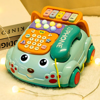 Téléphone jouet éducatif pour enfants, pour bébés de 0 à 3 ans, avec jeu Whack-A-Mole, musique de piano simulée, corde à tirer, en plastique