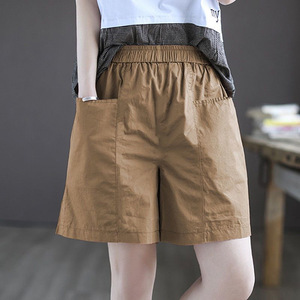 Women's Casual Cargo Shorts Plus Size Loose Fit High Waist Wide Leg Pocket Style Breathable Cotton Canvas - Product Image 3