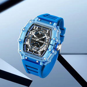 Reloj Deportivo de Lujo para Hombre, Marca de Moda, Forma de Barril, Movimiento de Cuarzo Japonés, Correa de Silicona Luminosa, Resistente al Agua, con Caja - Product Image 2