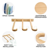 Support mural moderne et durable en bambou pour planche de surf avec support de rangement flottant en bois pour skateboard
