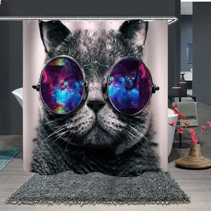 Bindi Custom Personalized Cartoon Cat Anime Creative 3d Digital Printing Bathroom Curtain Waterproof Shower Curtain