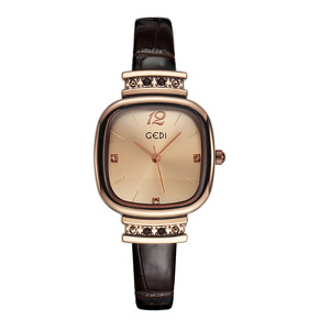 Reloj de cuarzo cuadrado para mujer, estilo retro minimalista, con correa de cuero, resistente al agua. - Product Image 1