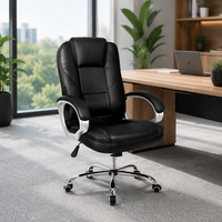 Fauteuil de direction pivotant de luxe en cuir, ergonomique et contemporain, avec fonction massage et repose-pieds
