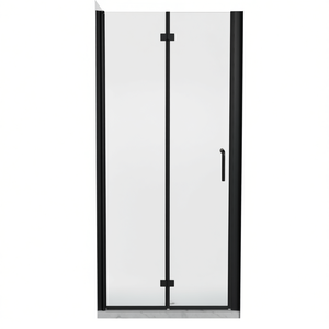 Puerta de ducha plegable semiframeless de 34 a 35-3/8 pulgadas de ancho x 72 pulgadas de alto, vidrio transparente negro mate de 6 mm de grosor - Product Image 1