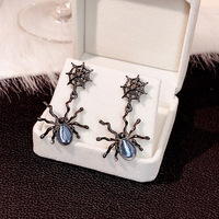 Dark Goth Punk Asymétrique Noir Rock Lune Pierre Grande Araignée Pendentif Boucle D'oreille Steampunk Boucles D'oreilles Halloween Costume Accessoires