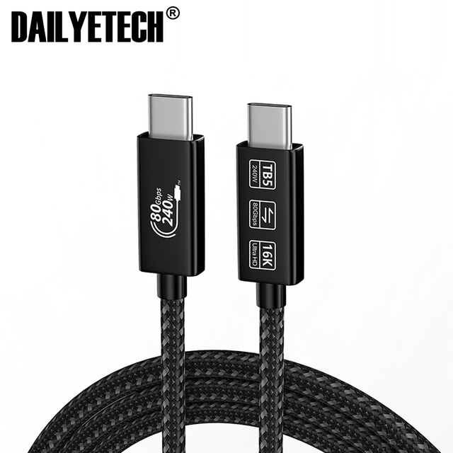 Ultra-high Speed USB4 80Gbps 16K Thunderbolt 5 USB C Fast Charger Cable 240W Type C Gen4 Data Transfer for Macbook