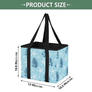 Starfish Coral Shopping <b>Bag</b> <b>Reusable</b> Tote Grocery Carry <b>Bag</b> Beach Market Carryall - Product Image 2