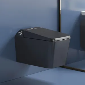 Wc — toilette murale intelligente en céramique, pièce automatique, avec bidet, sans réservoir, noir mat, 2022