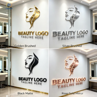 Enseigne lumineuse dorée en miroir en gros, enseigne personnalisée en acrylique, lumière murale 3D, autocollant de logo, décoration, enseigne lumineuse à lettres LED pour salon de coiffure