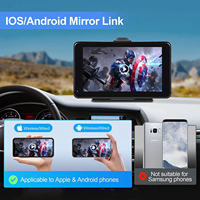 Lecteur multimédia de voiture portable avec écran 7 pouces, Mirrorlink, BT, CarPlay et Android Auto, lecture de carte TF, vidéo de recul