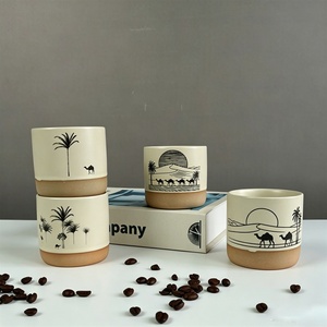 Tazza da Caffè in Ceramica a Righe Bianche e Nere Stile Deserto, Tazze in Stile Mediorientale all'Ingrosso - Product Image 1