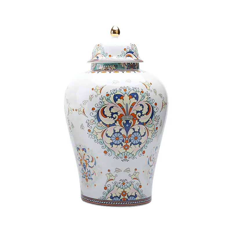 Jarrón de cerámica pintado con esmalte, decoración del hogar, tarro de jengibre antiguo chino, decoración de porcelana
