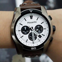 Montre chronographe à quartz pour homme, bracelet en cuir à rivets larges, grand cadran, montre sport pour homme