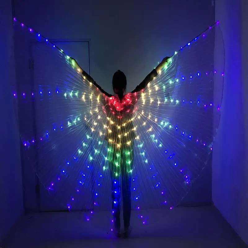 Ailes lumineuses à LED costume de danse du ventre cape lumineuse ailes de papillon barre accessoires fluorescents