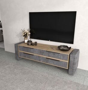 Maxine ตู้วางทีวี3ลิ้นชักรูปตัว L, ตู้วางทีวีหรูหรา - Product Image 1