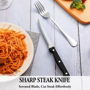 24 48 Piece 410 Stainless Steel Black Cutlery Set Steak Knife Fork Spoon Flatware for Hotel Restaurant Gift <b>Box</b> - Product Image 4