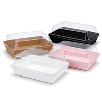Boîte en carton kraft avec couvercle transparent et fenêtre, emballage alimentaire personnalisé avec logo pour desserts et gâteaux