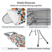 Tabla de Planchar Portátil de Alta Calidad con Patas de Acero y Superficie de Trabajo con Plataforma de Planchado Extraíble para el Hogar o Cuarto de Servicio