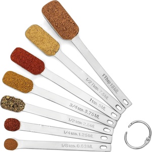 Juego de Cucharas Medidoras Reutilizables de Acero Inoxidable, Ecológicas, Libres de BPA, 6 Cucharas Rectangulares, Cucharas de Té, Cucharas de Sopa, Mango Largo, Diseño Clásico - Product Image 2