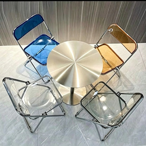<span class=keywords><strong>Tavolino</strong></span> Rotondo Moderno in Acciaio Inox 201, Tavolo d'Appoggio Spazzolato Anti-Impronta con Base in Metallo Stabile per Caffè, Bar e Casa - Product Image 2