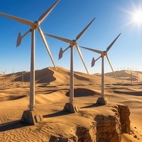 Éolienne à faible vitesse 200 kW, 3 pales, horizontale, diamètre du rotor 22 m, triphasée 400 V AC