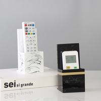 Organizador de Control Remoto de Poliresina con Logotipo Personalizado, Diseño de Mármol, Caja de Almacenamiento para Mesa, Marca Privada, Fábrica OEM