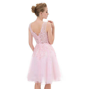 0368n सुरुचिपूर्ण उच्च अंत नई फीता जाल पोशाक क्लासिक v-गर्दन स्लिमिंग मिनी ड्रेस प्लस आकार में - Product Image 4