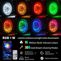 Feux de roue LED double face RVB+W modifiés pour tout-terrain de 15,5 et 17 pouces avec lumière blanche irisée