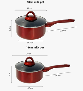 Juego de 10 Piezas de Utensilios de Cocina Antiadherentes, Juego de <span class=keywords><strong>Ollas</strong></span> Rojas para el Hogar, Juego de Olla para Leche, Olla para Sopa, Sartén con Tapa de Vidrio - Product Image 5