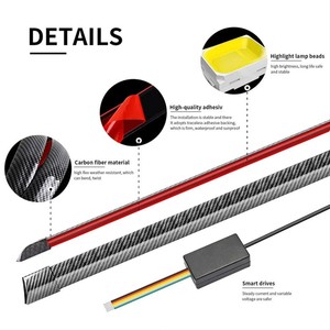 Barre de hayon à clignotant LED en fibre de carbone de 47 pouces pour voiture 6000K New Auto DRL Rear Spoiler Lip Trunk Roof 12V Stop Function Light - Product Image 2