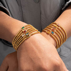 Custom 316L Stainless Steel 14k 18k Pvd Gold Plated Zircon Bead <b>Bracelets</b> Wholesale Colorful <b>Gemstone</b> <b>Bracelet</b> for Women - Product Image 4