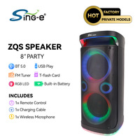 Système de sonorisation professionnel ZQS8249 pour scène et karaoké, avec woofer de 8 pouces + 1 microphone anti-Feedback, 2 enceintes en plastique, usage commercial