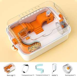 <span class=keywords><strong>Cage</strong></span> à <span class=keywords><strong>hamster</strong></span> surdimensionnée en plastique, design ours doré, facile à nettoyer, ventilée, respirante, style dessin animé pour cobaye, écureuil - Product Image 6