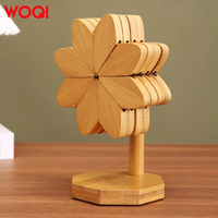 WOQI Dessous de plat de moulin à vent en bois design bambou Plats chauds Isolation Pad Pot Holders for Home Decor