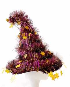 Sombrero de Bruja para Halloween, Gorro de Mago con Adornos de Estrellas de Encaje y Lazo Grande - Product Image 5