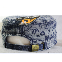 Gorra Plana Deportiva Vintage para Hombre, Informal, 100% Algodón, Lavado Desgastado, con Patrón de Letras, Protección Solar para Actividades al Aire Libre