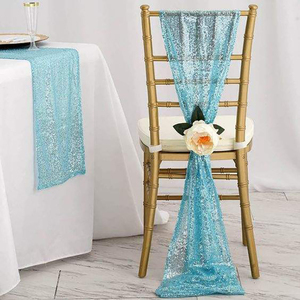 Ceintures de chaise réutilisables en spandex bleu housses de chaise extensibles durables pour les mariages, les banquets, la maison et les fêtes - Product Image 1