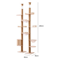 Arbre à chat en bois, tour à chat avec poteaux à gratter en sisal, lit capsule spatiale, hauteur réglable, structure d'escalade multi-niveaux pour chat, carton