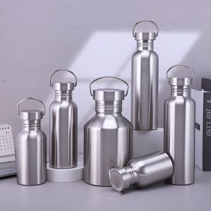 Botella de Agua Deportiva de Acero Inoxidable 304, Portátil, de Gran Capacidad, de Pared Simple, Boca Ancha, Estilo Americano - Product Image 4