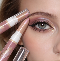 Fard à paupières scintillant double teinte, crème soyeuse, waterproof, haute pigmentation, design rotatif pour un maquillage des yeux dégradé