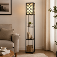 Lampe de sol à 3 niveaux avec étagère de rangement, design nordique moderne et luxueux, en bois, pour salon