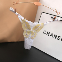 Sous-vêtement string femme brodé papillon culotte string taille réglable pour femme