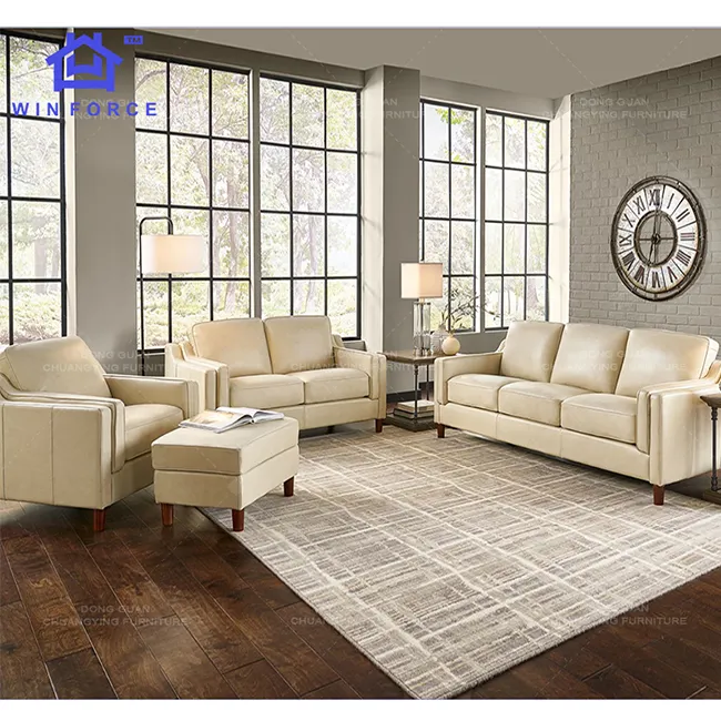 निर्माता थोक अमेरिकी शैली क्लासिक 3 सीटों वाले चमड़े के सोफे सोफे आधुनिक घर कमरे में रहने वाले सोफा सेट फर्नीचर