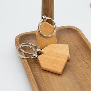 Wooden <b>Key</b> Tag 1.7"x1.3" House Shape Wood Keychain <b>Blanks</b> Wood Engraving <b>Blanks</b> Unfinished <b>Key</b> Chain Tag for DIY Gift Crafts - Product Image 5