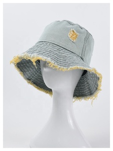 Alta calidad logotipo personalizado lavado desgastado Jean elegante sombrero <span class=keywords><strong>de</strong></span> cubo al por mayor - Product Image 5