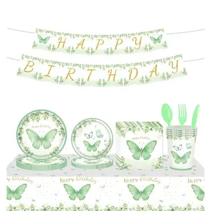 82 Stuks Vlinder Thema Feestartikelen Voor Kinderen Meisjes Verjaardag Pastel Vlinder Baby Shower Party Decoraties Wegwerp Borden