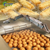 Machine de friture électrique industrielle continue Shepody SUS304 100-1000kg/h pour la ligne de traitement des produits de la mer (butterfly, crevettes, bâtonnets de poisson)