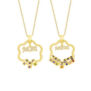 Collar de piedra de nacimiento de cadena de eslabones de moda personalizado para mujer, collar de promesa grabado con nombre para ella - Product Image 1