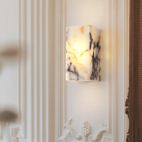 Luxe noir cuboïde pierre naturelle applique haut de gamme chambre chevet LED applique salon salle de bain étanche luminaire